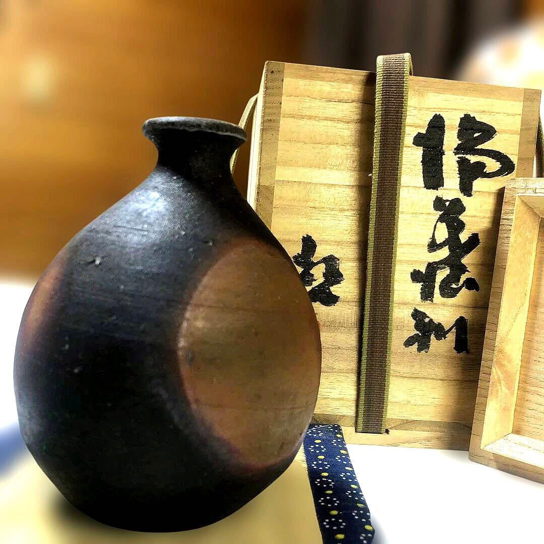 【人間国宝】藤原啓 作 備前焼 徳利 (とっくり) 共箱付 10万円