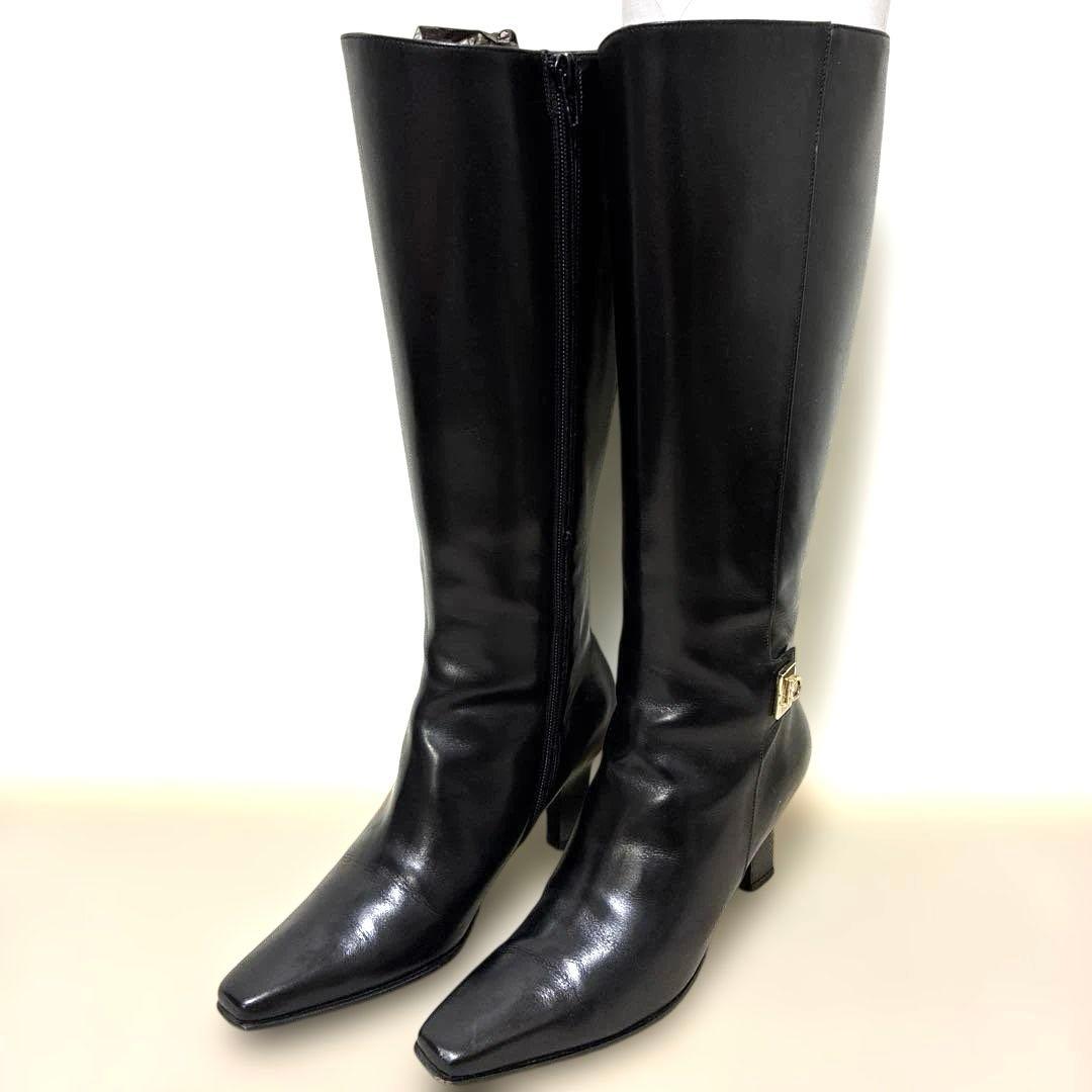 【美品】箱付き サルヴァトーレ フェラガモ ロングブーツ ガンチーニ レザー
