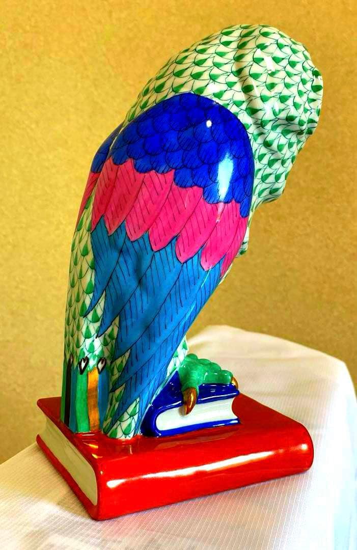 Herendふくろう約21cm鱗模様 金彩仕上げ手描フィギュリン ハンガリー製