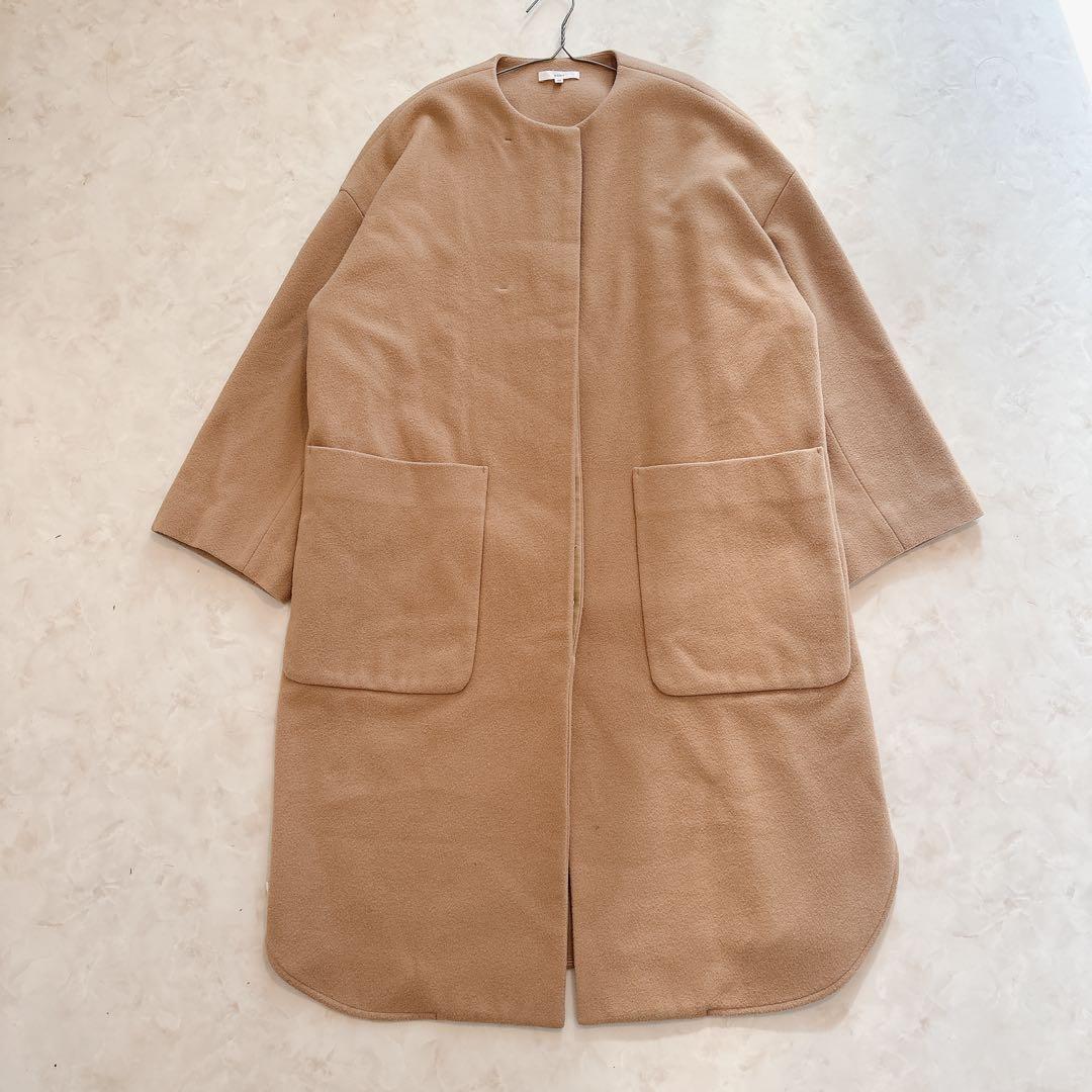 週末セール　yori ウールコート　ベージュ　オーバーサイズ　M