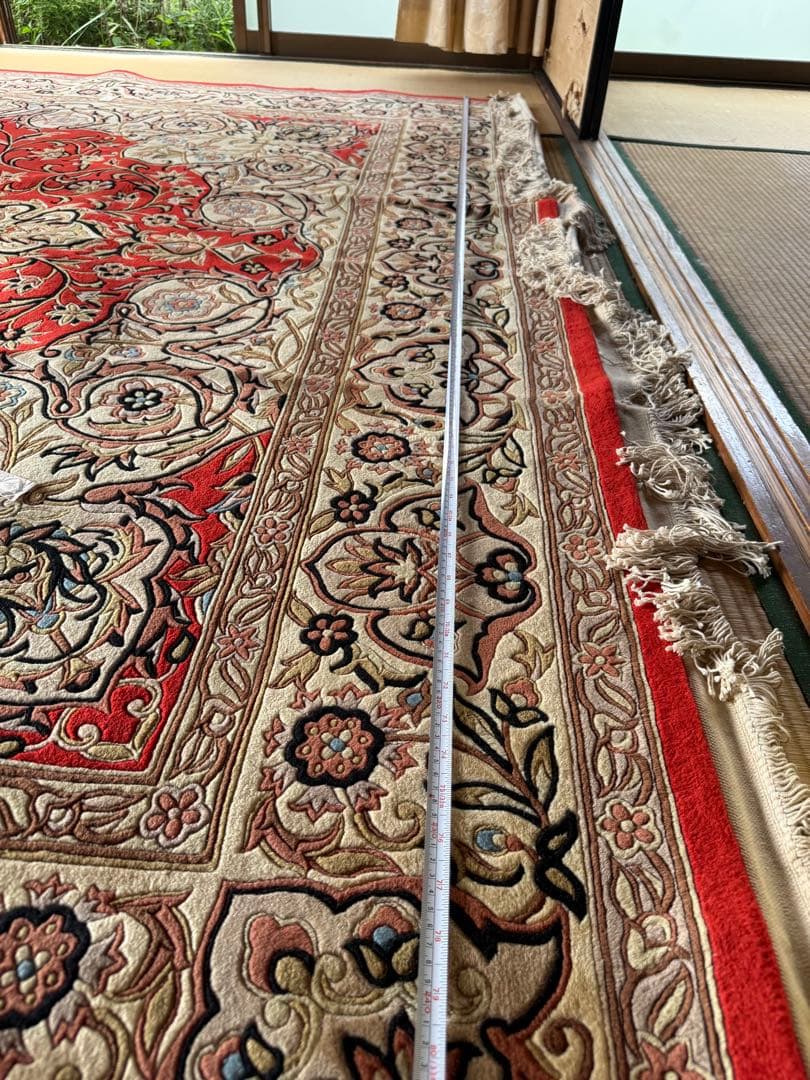 ペルシャ絨毯ラグ 約2.6mx3.6mフリンジ付き3枚