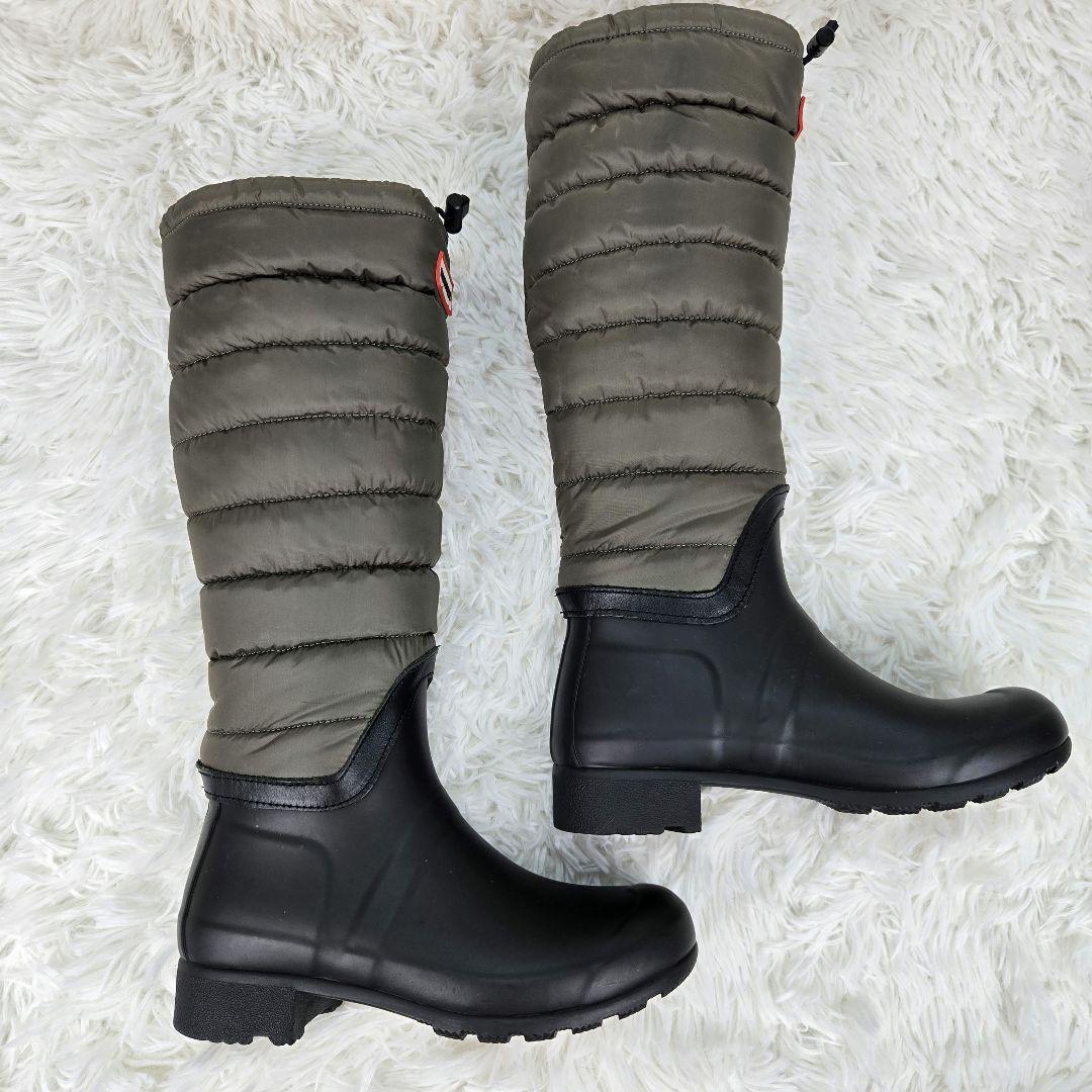【美品】HUNTER ハンター スノーキルティングブーツ ナイロン 23cm