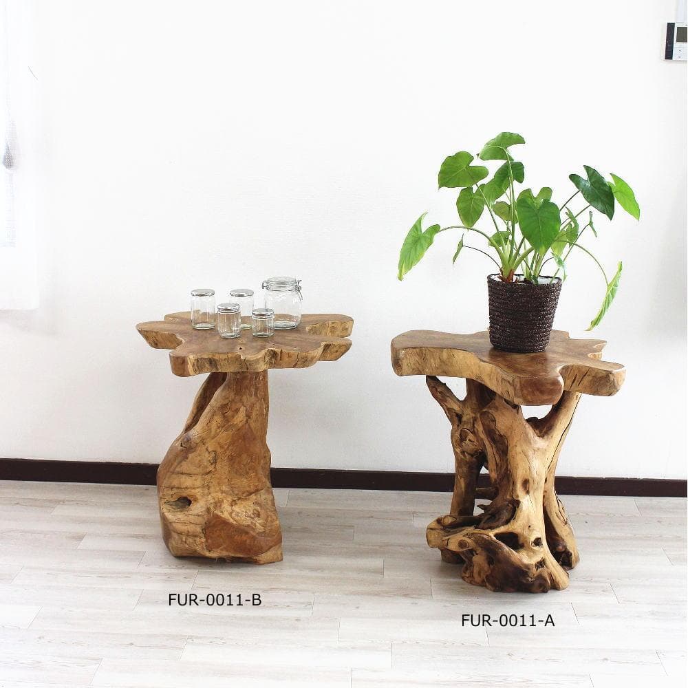 在庫処分 １点もの テーブル 木製 チーク材 天然木 切り株 カフェ 花台 C