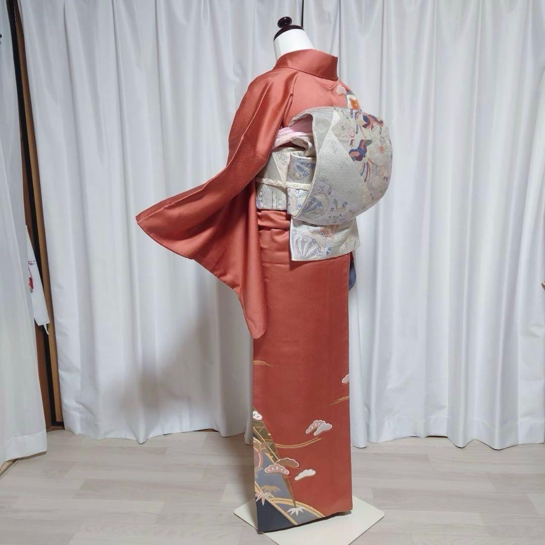 イ9989 未使用近い　美品　袷　正絹　友禅　訪問着　フルセット