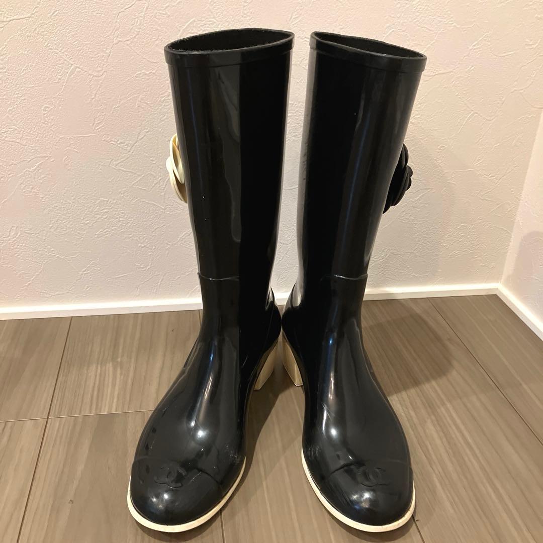 CHANEL カメリア　レインブーツ　長靴　サイズ39