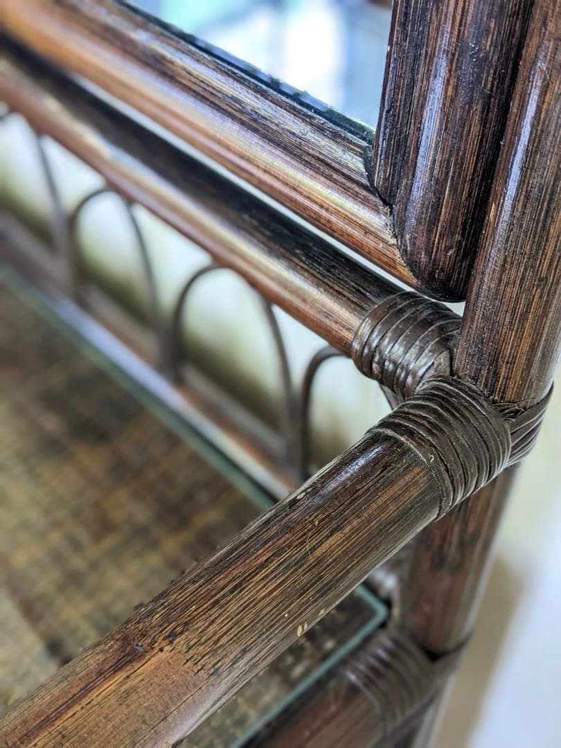 ダークブラウンの総ラタンドレッサー 鏡台 籐家具