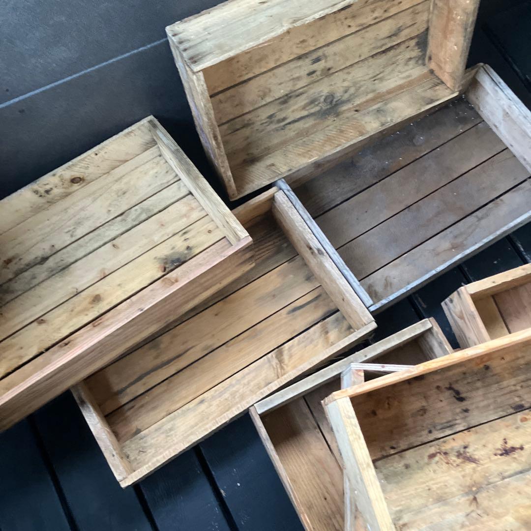 9個まとめ　魚　トロ箱　レトロ　木製箱　魚箱 魚屋 魚河岸 市場 木製　道具箱