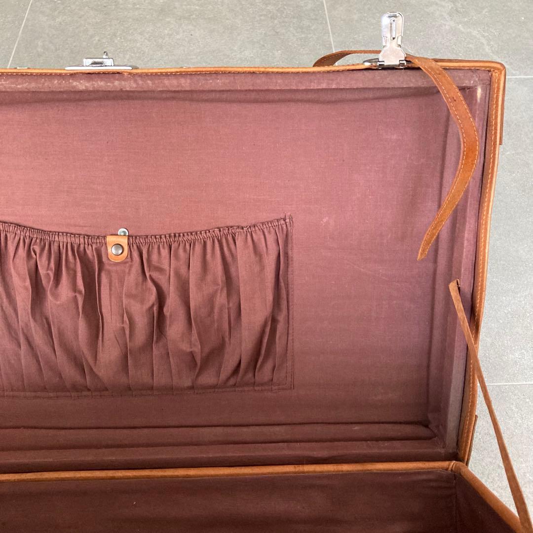 特大 ヴィンテージ 本皮 トランクケース 鍵付き レザートランク レトロ 古道具