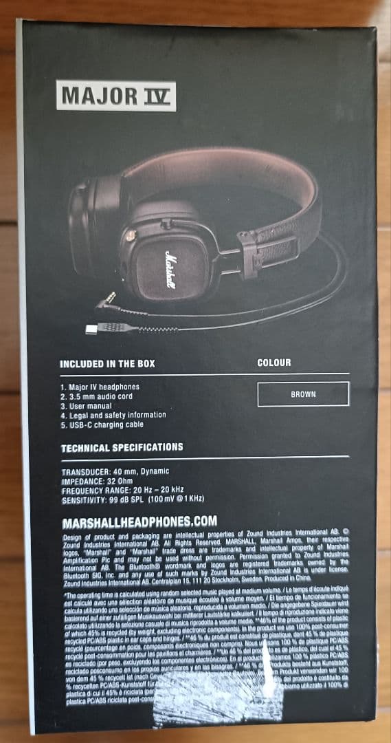 Marshall Major IV ワイヤレスヘッドホン brown 正規品