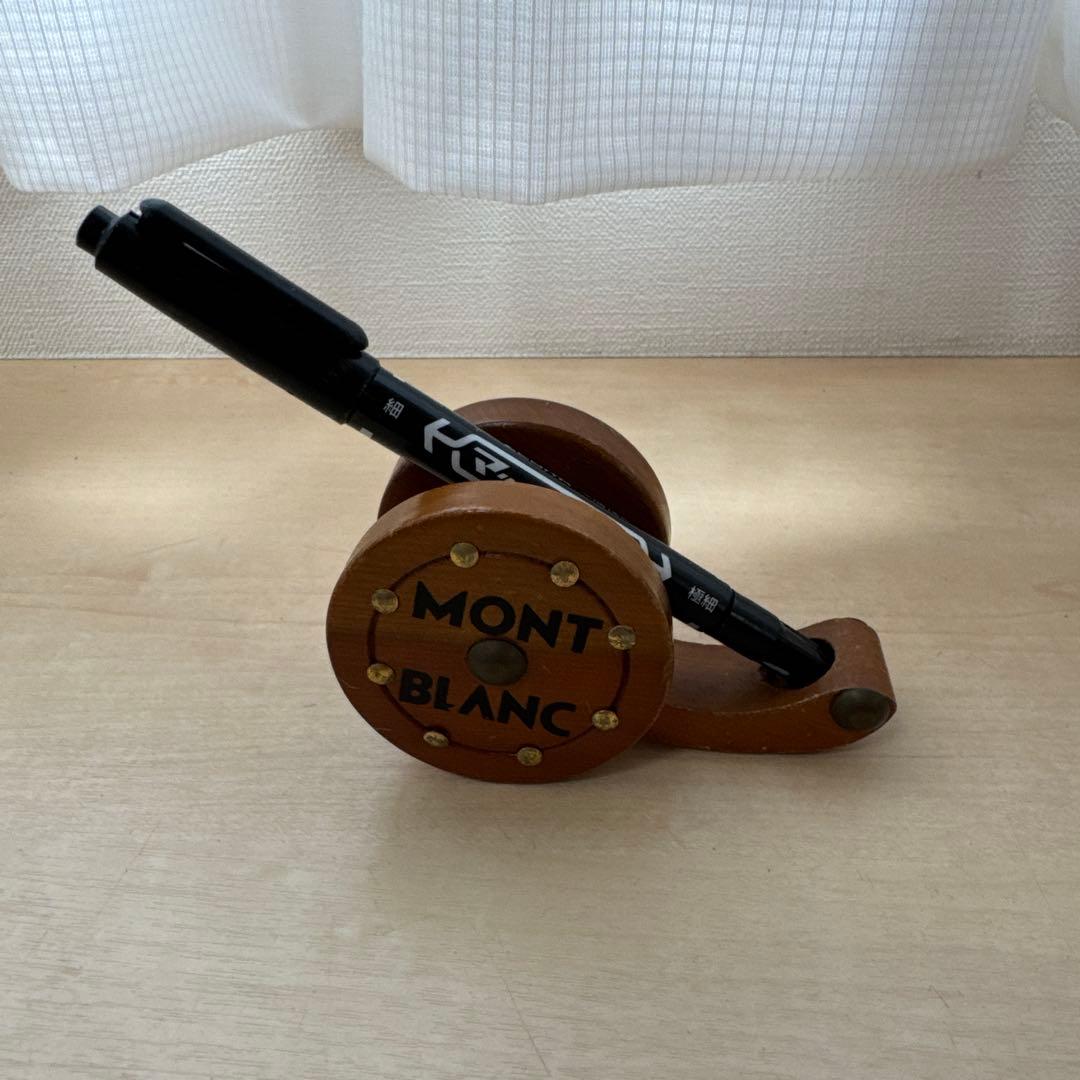 非売品 MONTBLANC モンブラン ペン立て 大砲型 木製 ペンスタンド