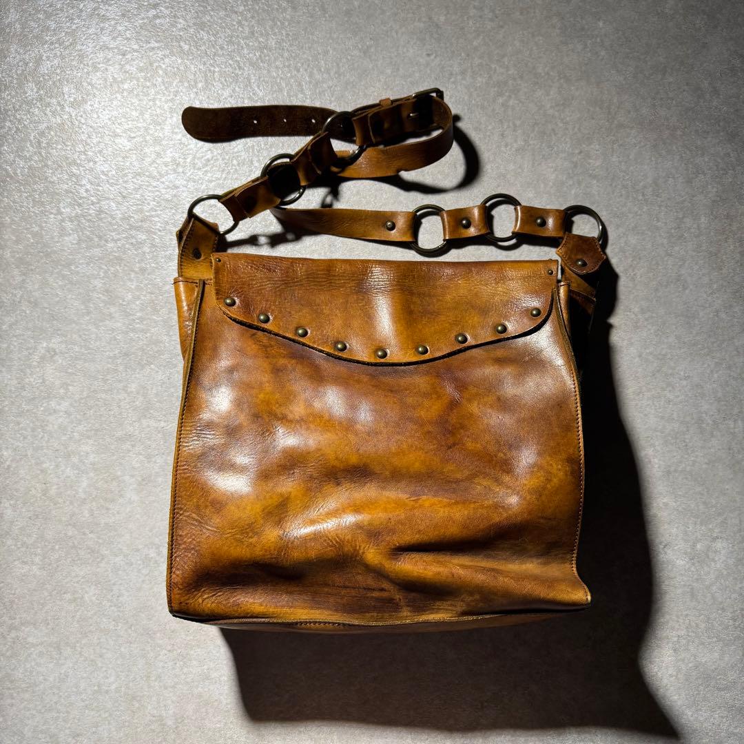 バッグ OLD leather shoulder bag studs grunge