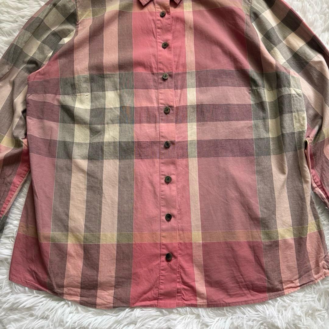 美品 BURBERRY バーバリーロンドン メガチェック シャツ ピンク 46