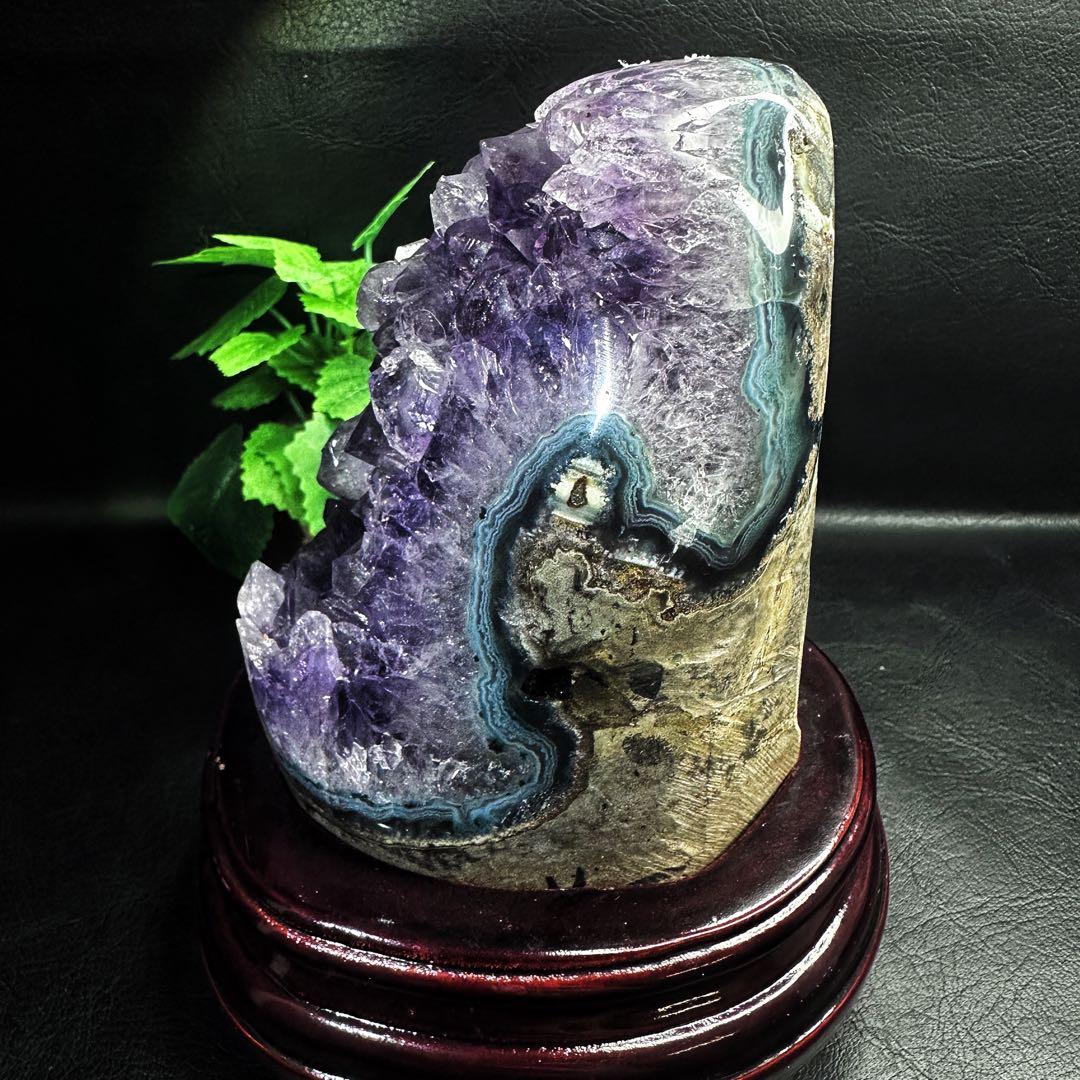 濃紫の煌めきウルグアイ産☆キラキラ☆アメジストクラスターパワーストーンA1087