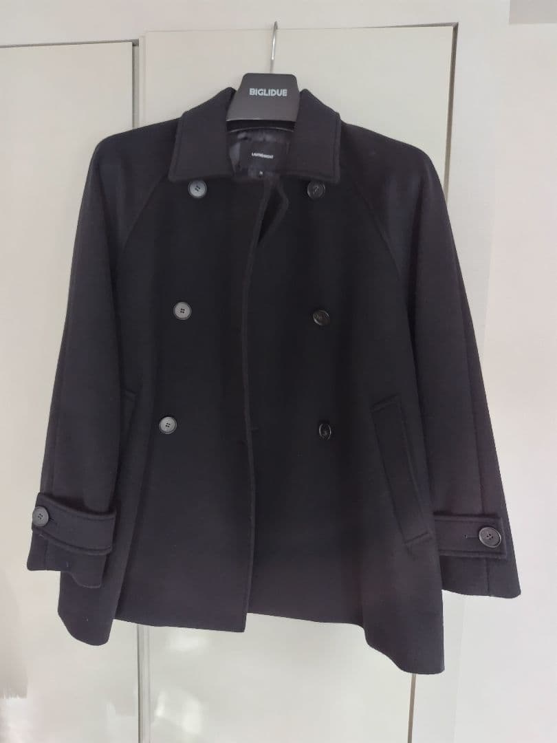 ウールコート 黒 ダブルブレスト