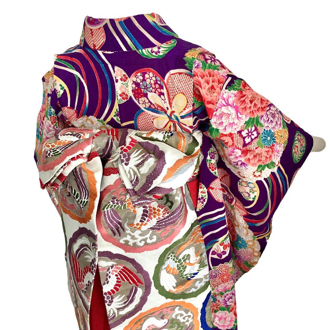 アンティーク  女の子  子供着物  紫  NO6