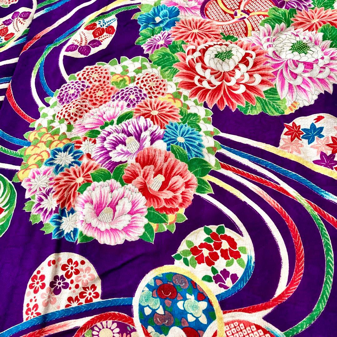 アンティーク  女の子  子供着物  紫  NO6