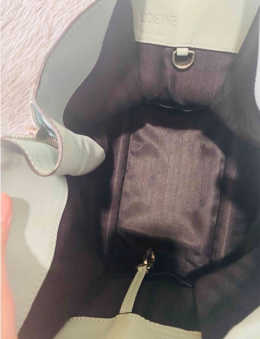 LOEWE ハンモック スモール ハンドバッグ スカイブルー シルバー レザー