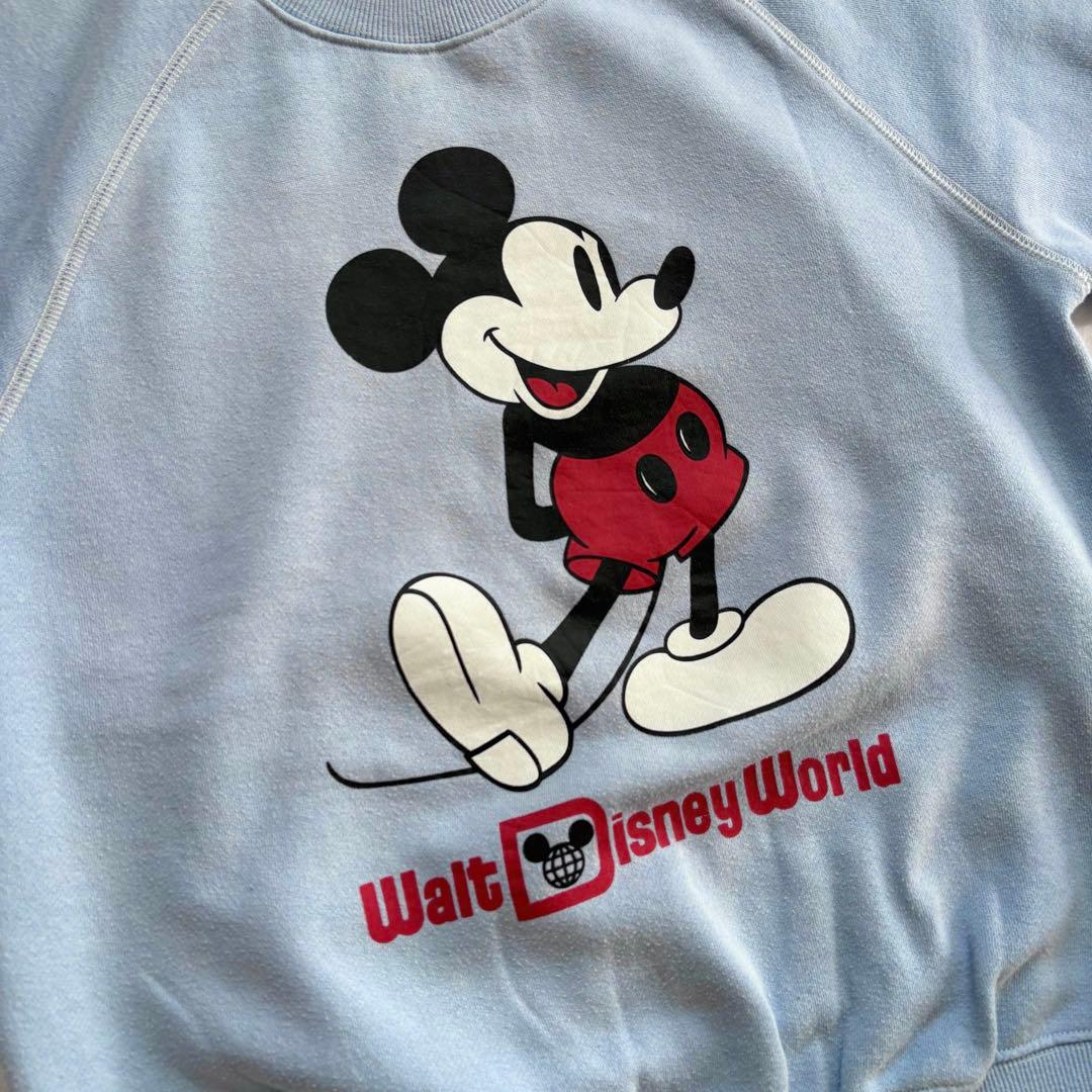 希少 大人気！ ヴィンテージ ミッキー 白足 スウェット 水色 Disney