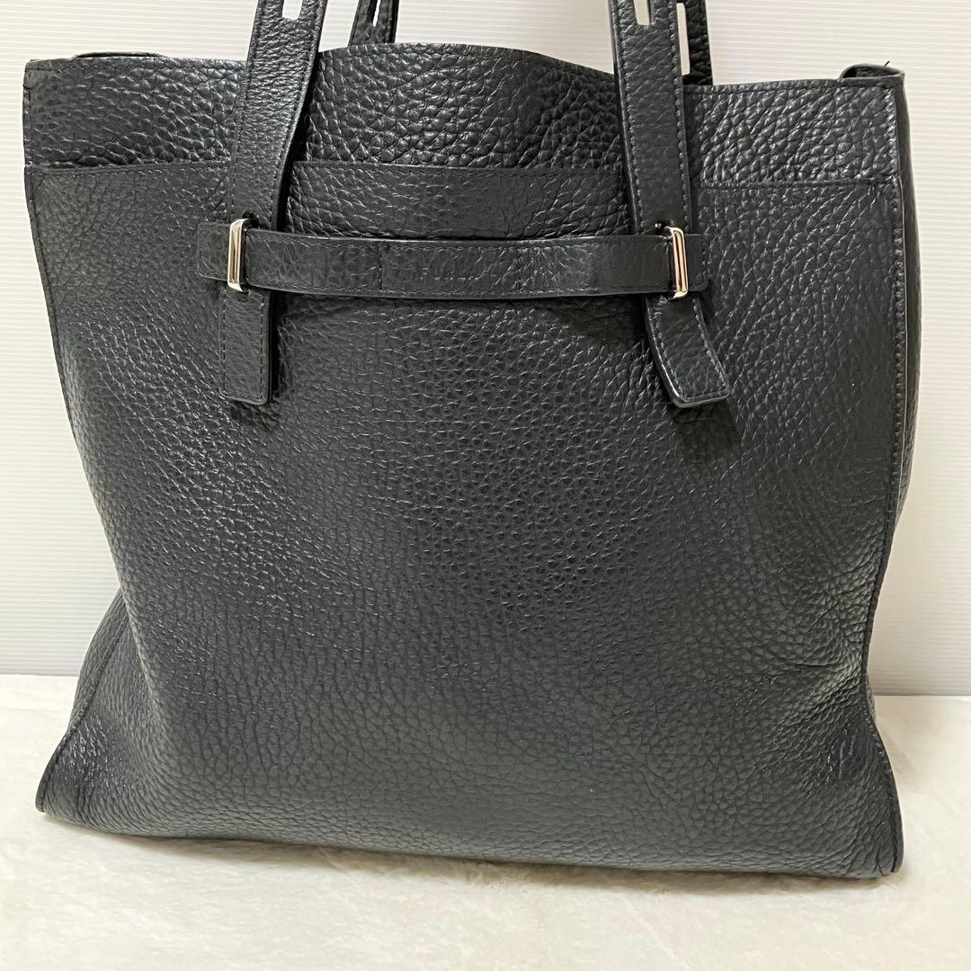 大容量 FURLA ジョーヴェ トート ビジネス バッグ A4 シボ革 黒
