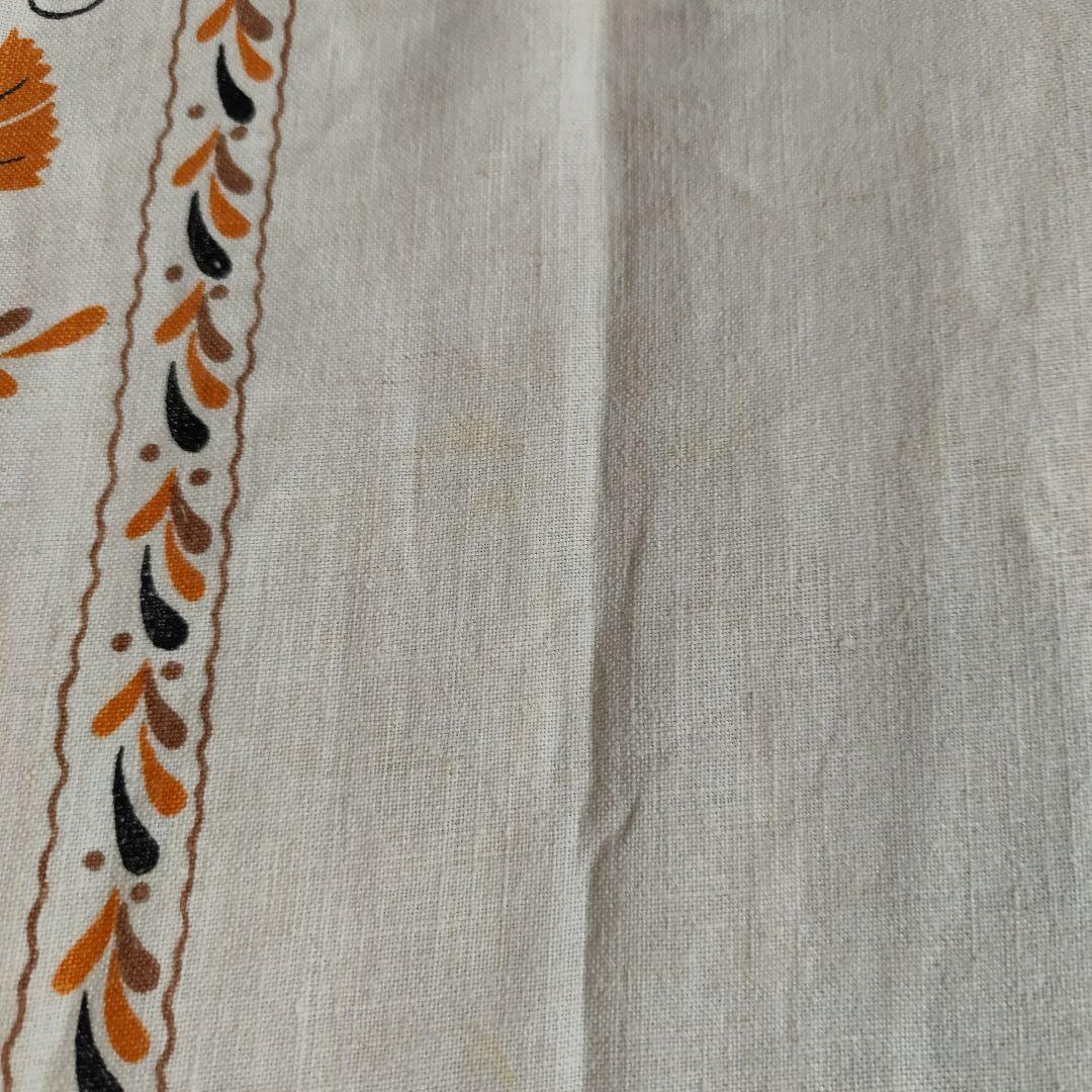 アメリカ　アンティークリネン　146x190㌢　テーブルクロス 鳥　レトロ