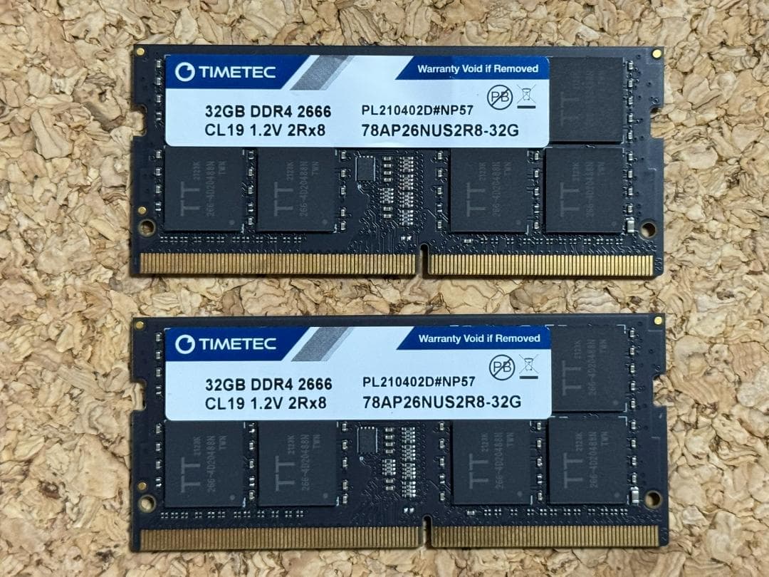 【中古】TIMETECH DDR4 SODIMM 64GB(Mac mini用)