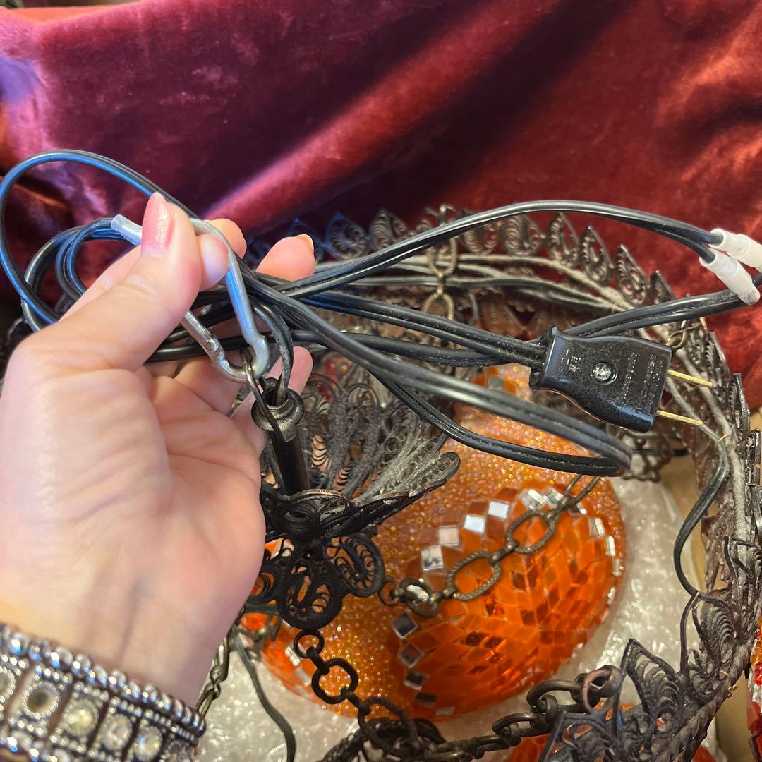 吊り下げ照明 シャンデリア ランプ ガラス アンティーク ランプ トルコランプ