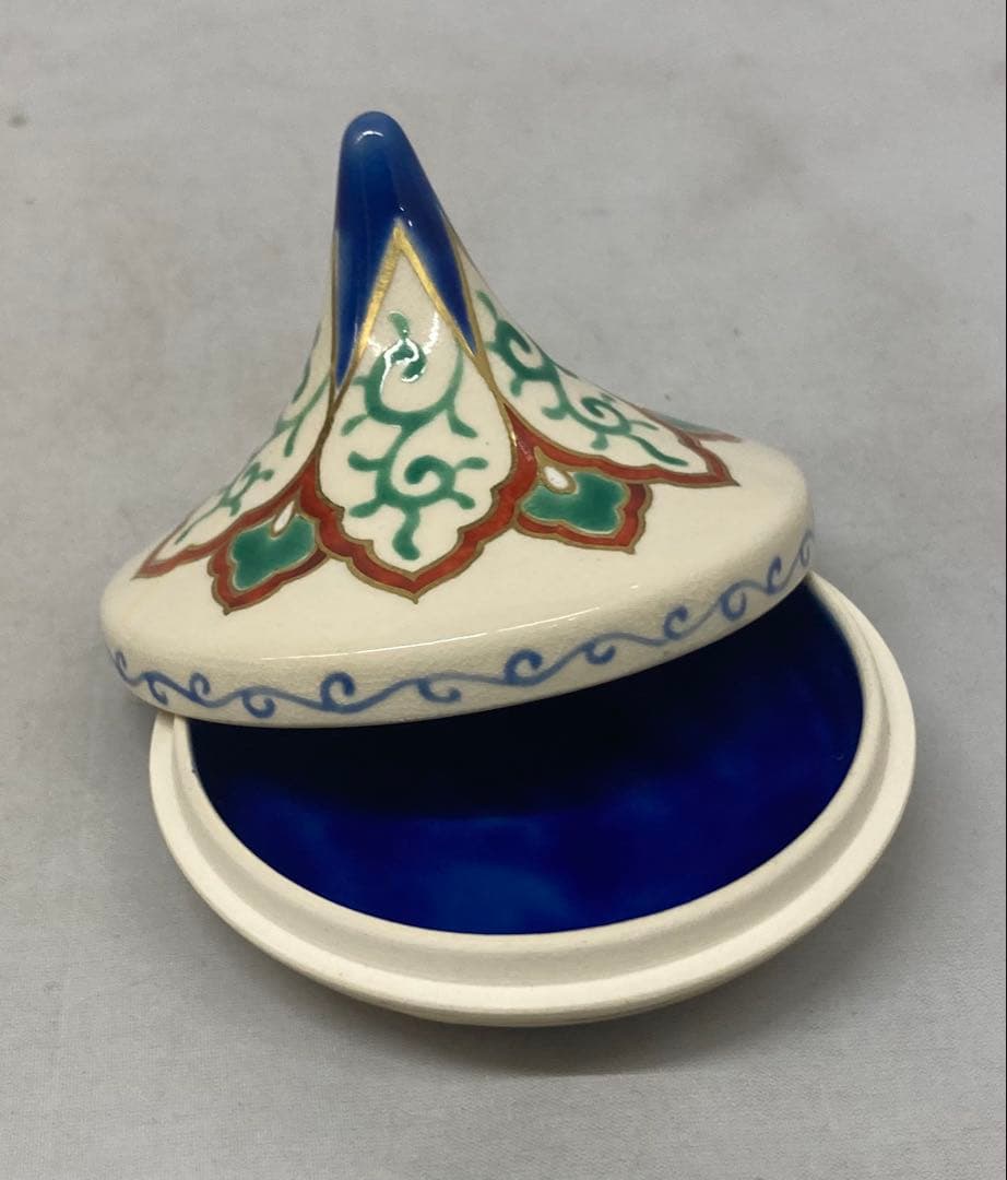 B568b「花笠 香合」南口閑粋作　共布共箱　杣山焼　香道具　茶道具　滋賀