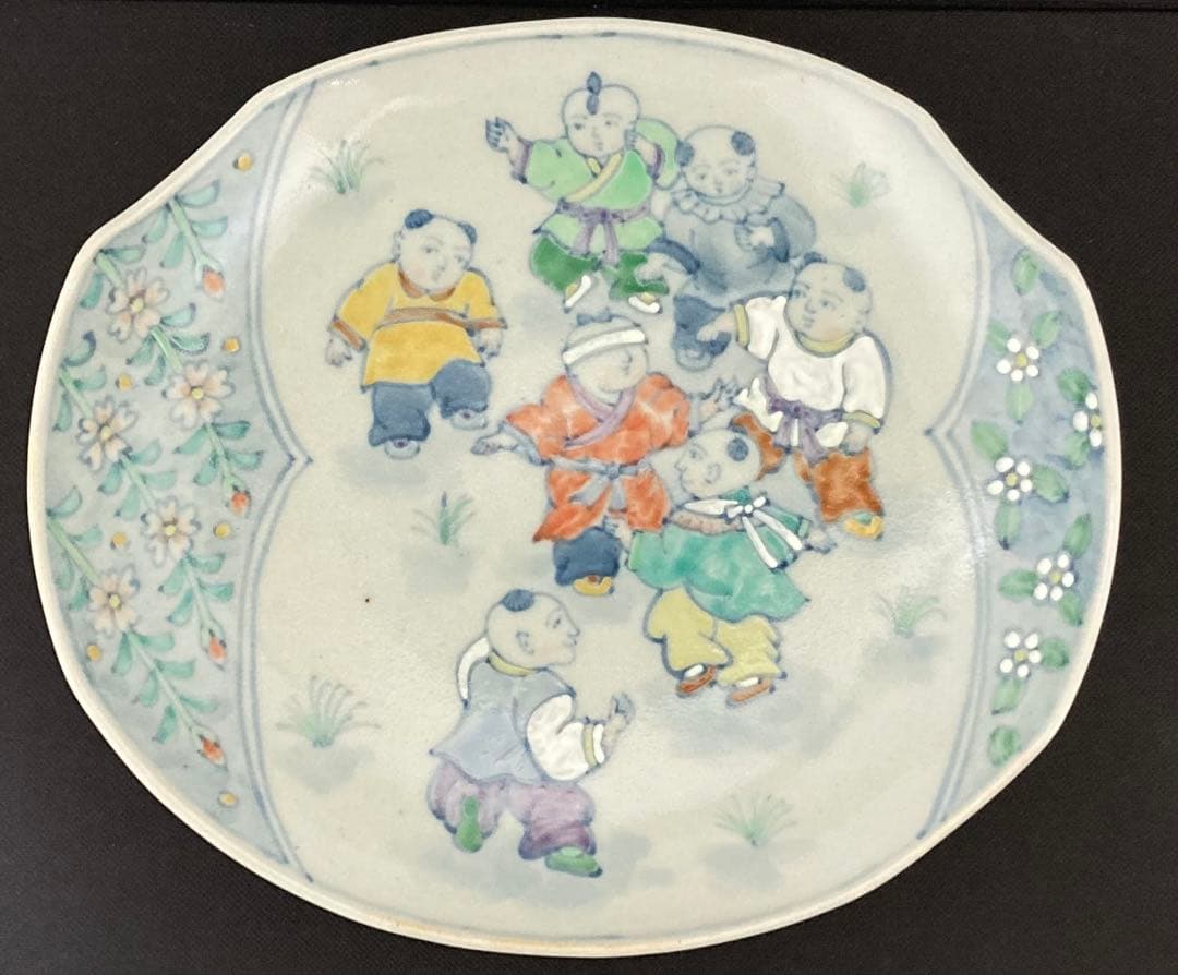DORA公式アカウント01 佐藤走波（五代）唐子遊図絵変り　小判皿　平皿