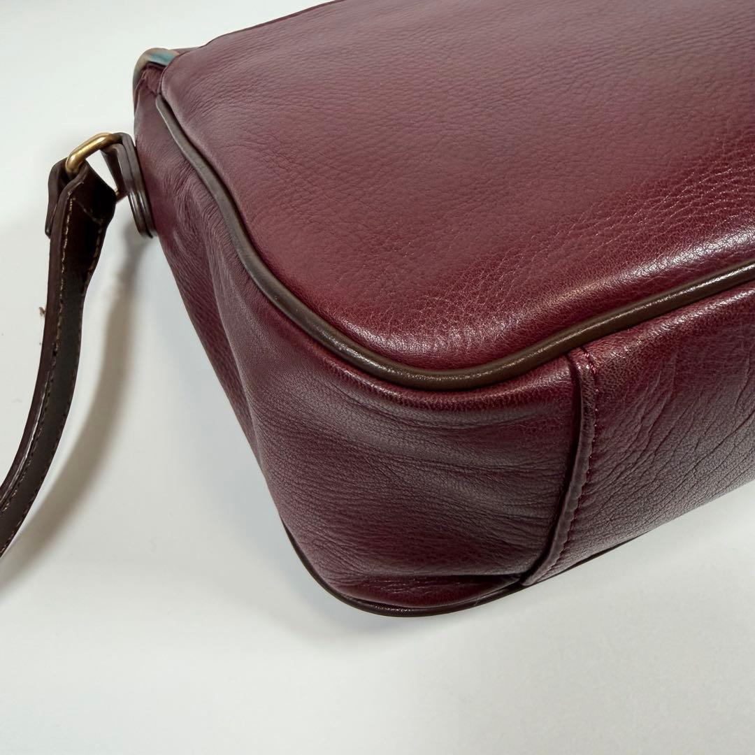 【美品】ポールスミス　ショルダーバッグ　シボ革　マルチストライプ　ボルドー