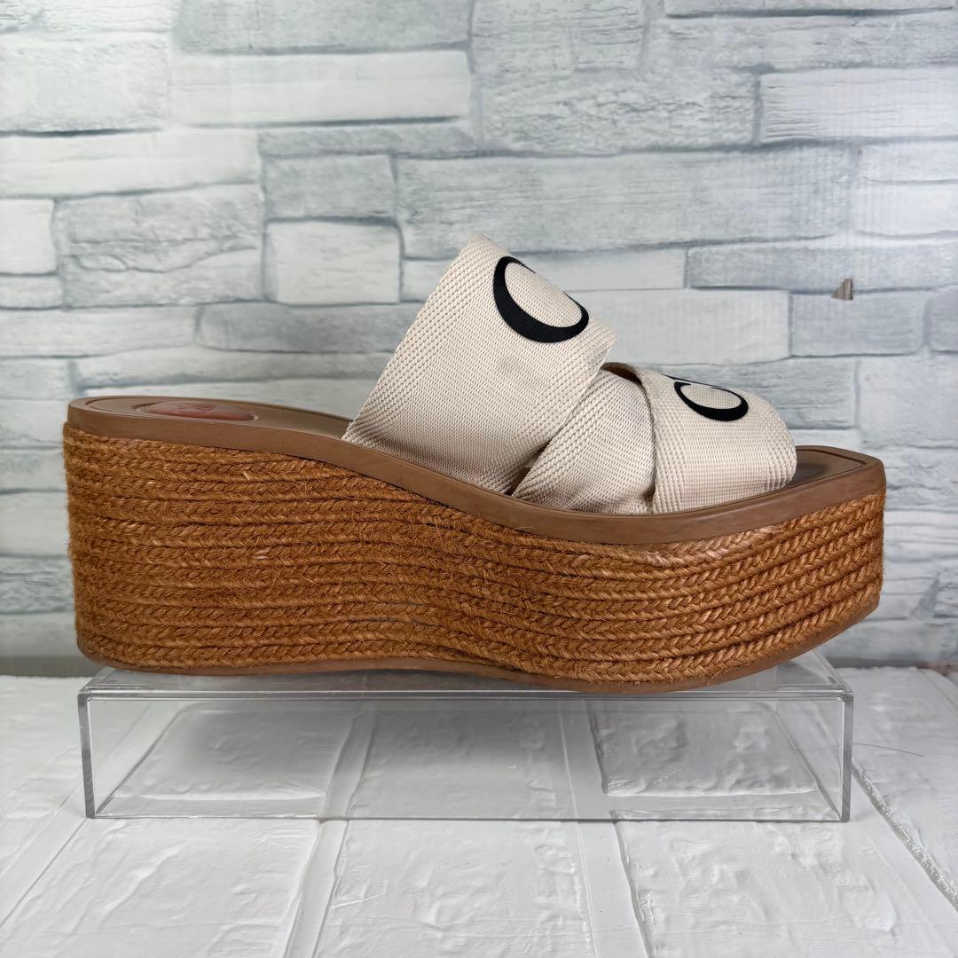 Chloe クロエ　Woodyウェッジエスパドリーユ　ウエッジソール　厚底　ロゴ