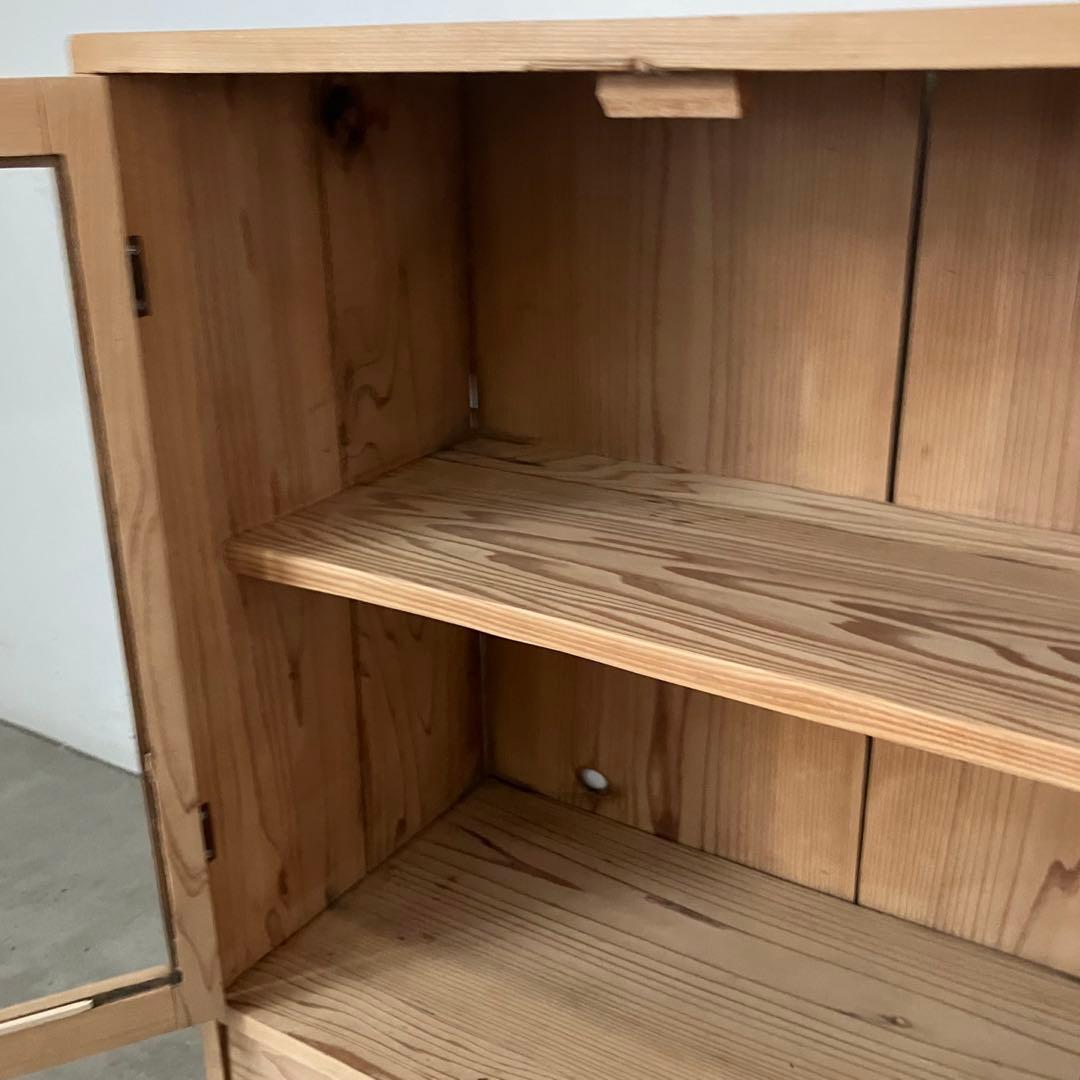 レトロ　アンティーク　古家具　古道具　剥離家具　ストリップド　ガラス棚　シェルフ