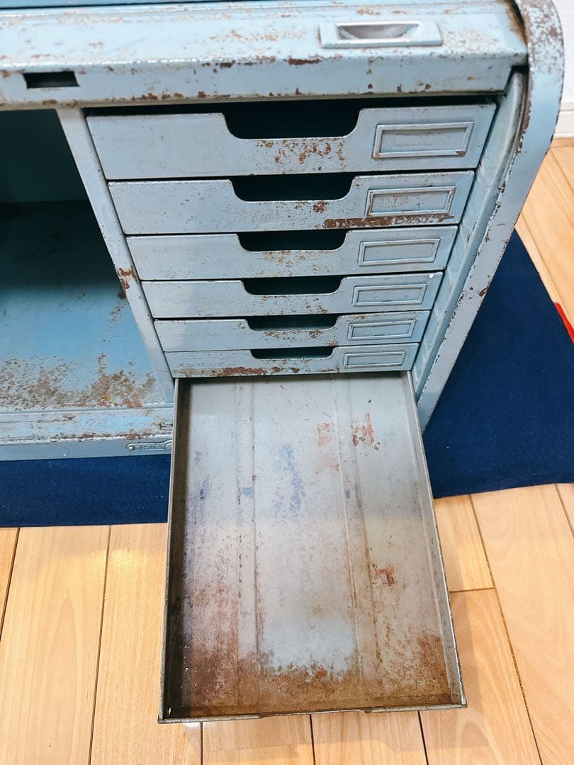 ヴィンテージ 蛇腹 スチール シャッターケース