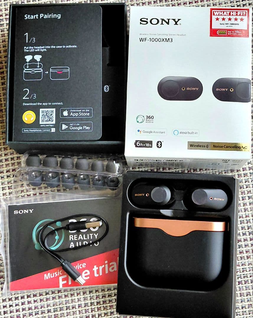 SONY WF-1000XM3 ワイヤレスイヤホン 黒×オレンジ