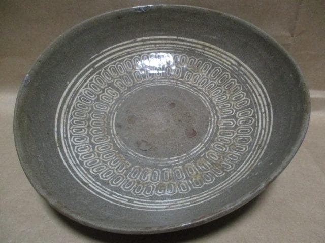 李朝　三島手象嵌大皿　I16-2
