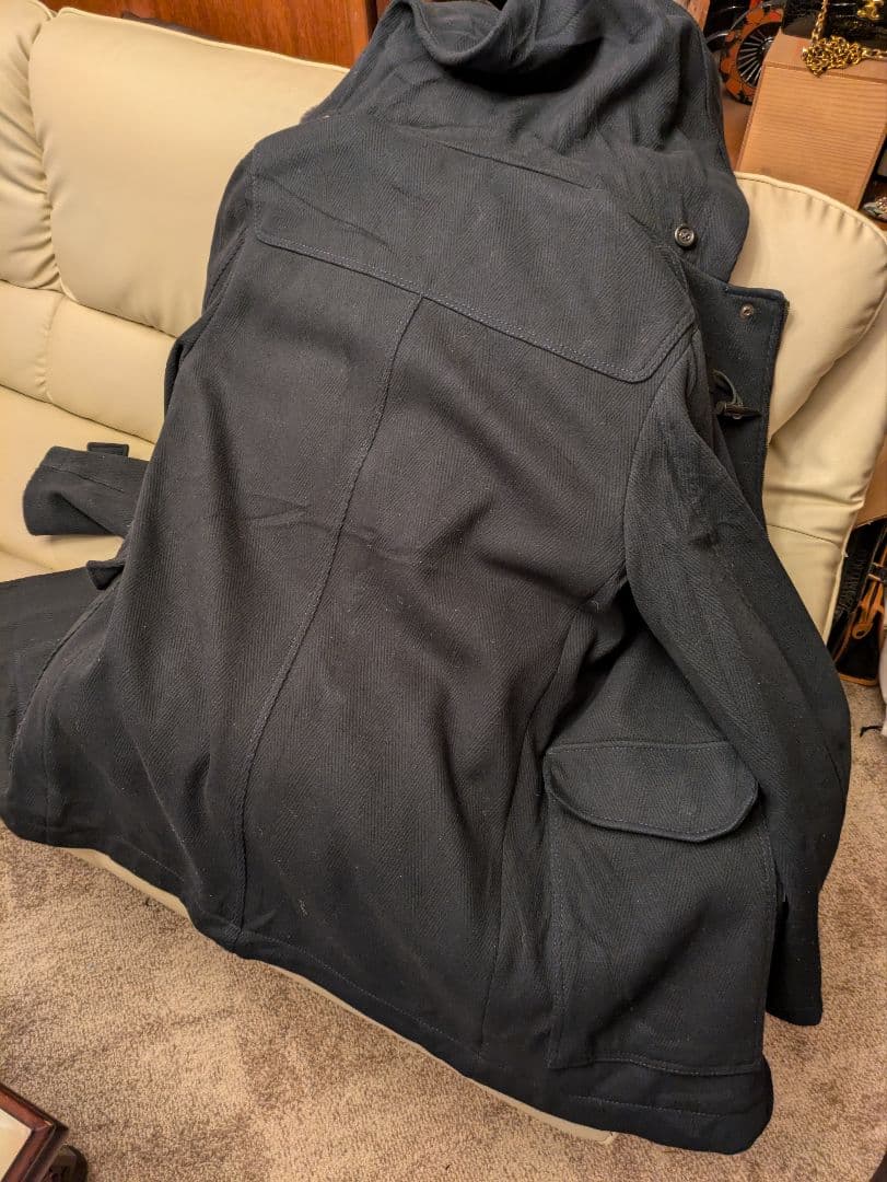 BENETTON カシミア混ウールダッフルコート　ミッドナイトブルー　イタリア製