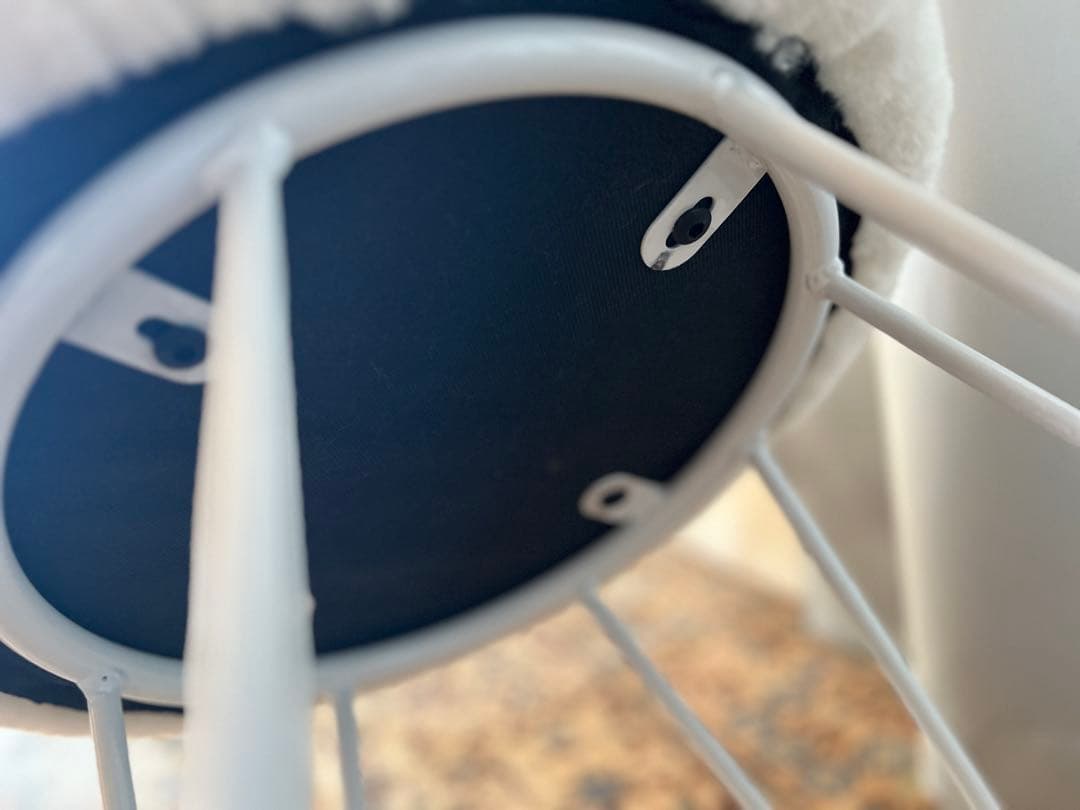 ファースツール ふわふわファー付きスツール ピュアホワイト