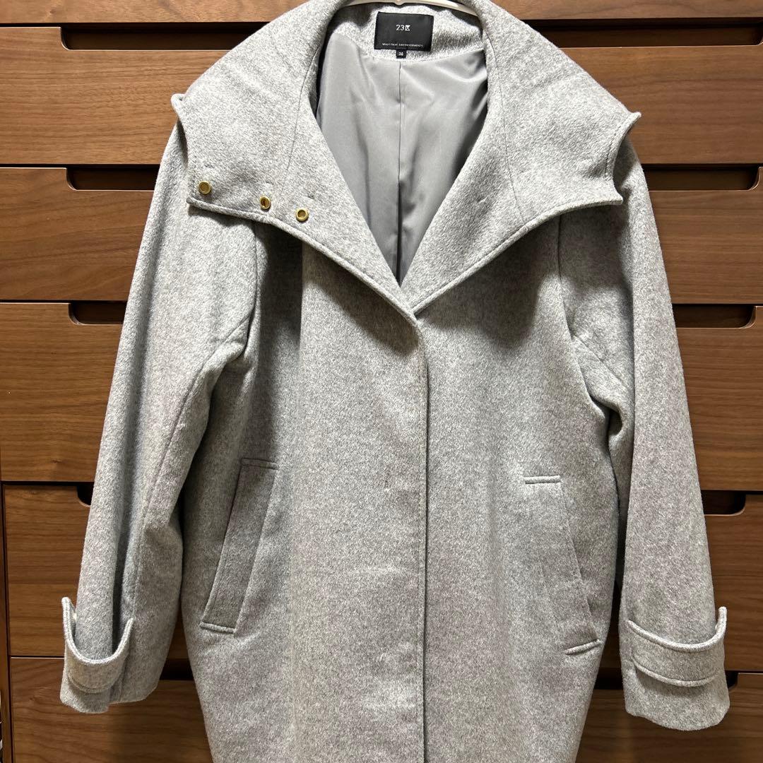 23区ウールカシミヤビーバー フード付き ショートコート