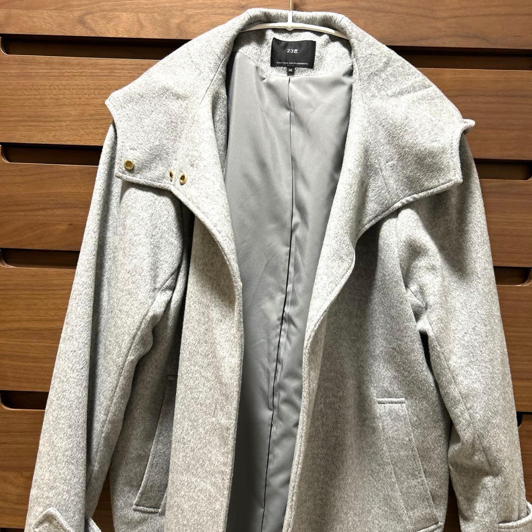 23区ウールカシミヤビーバー フード付き ショートコート