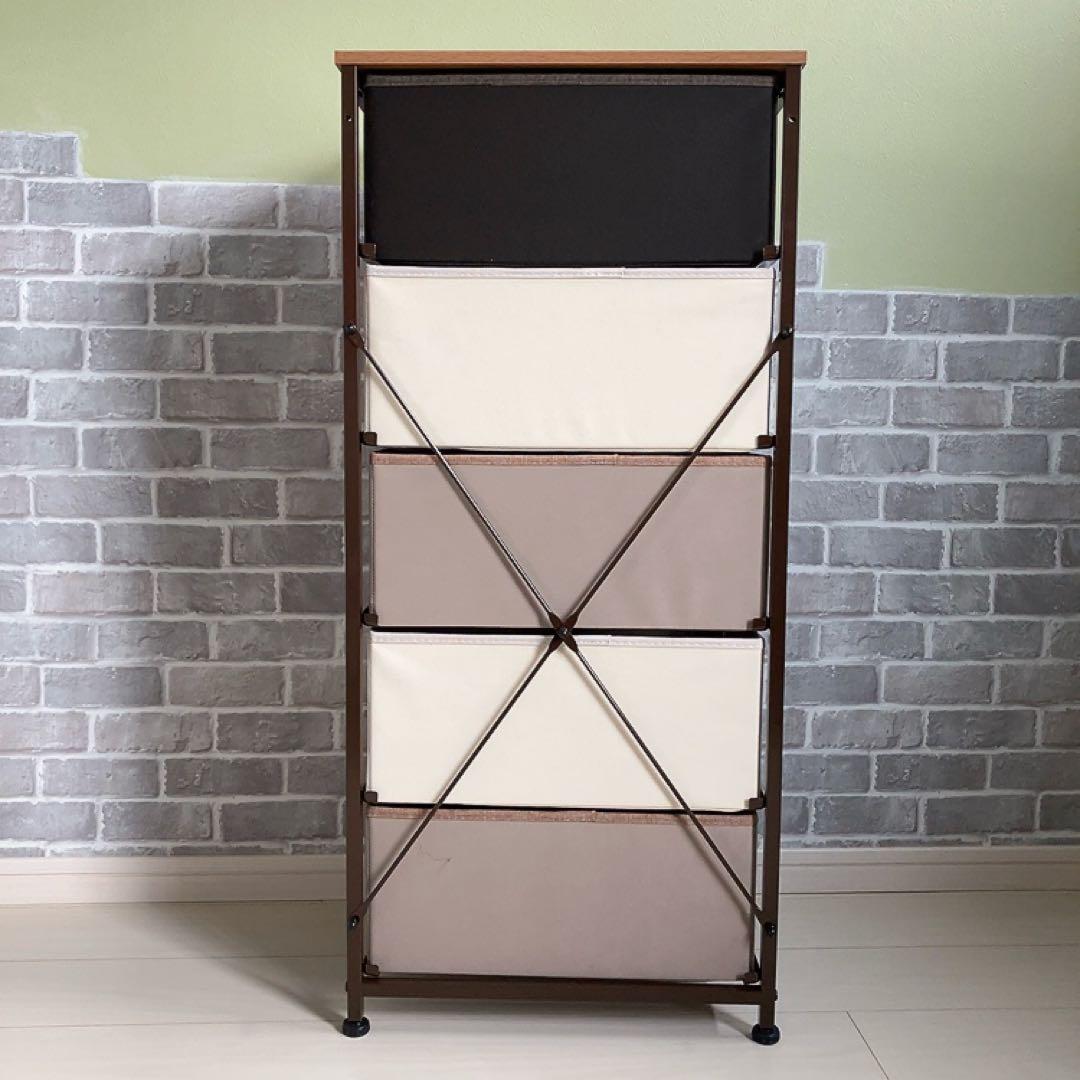 み*く様 ★新春セール！★カジュアルな5段チェスト ナチュラルカラー スチール枠