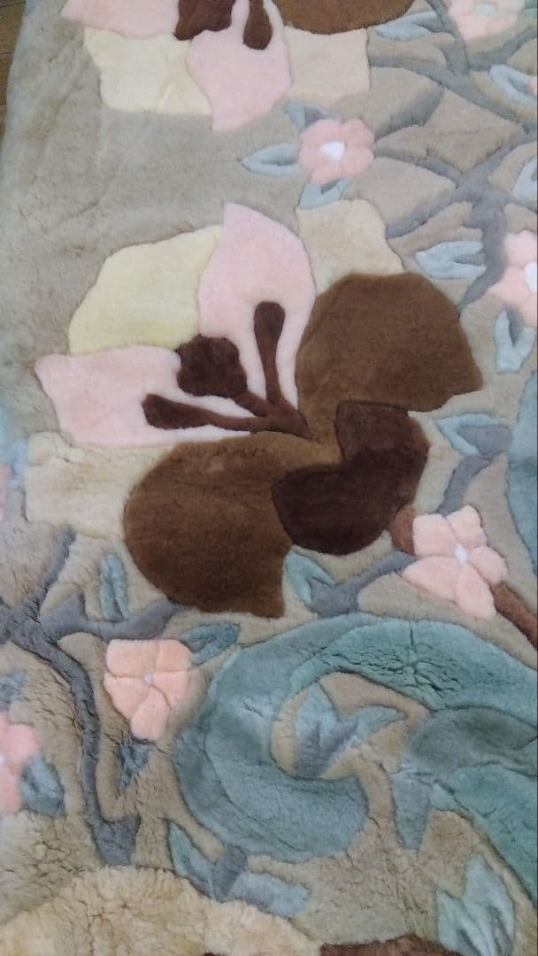 14,500⇒13,050ビンテージ 花柄 ムートン カーペット200×200