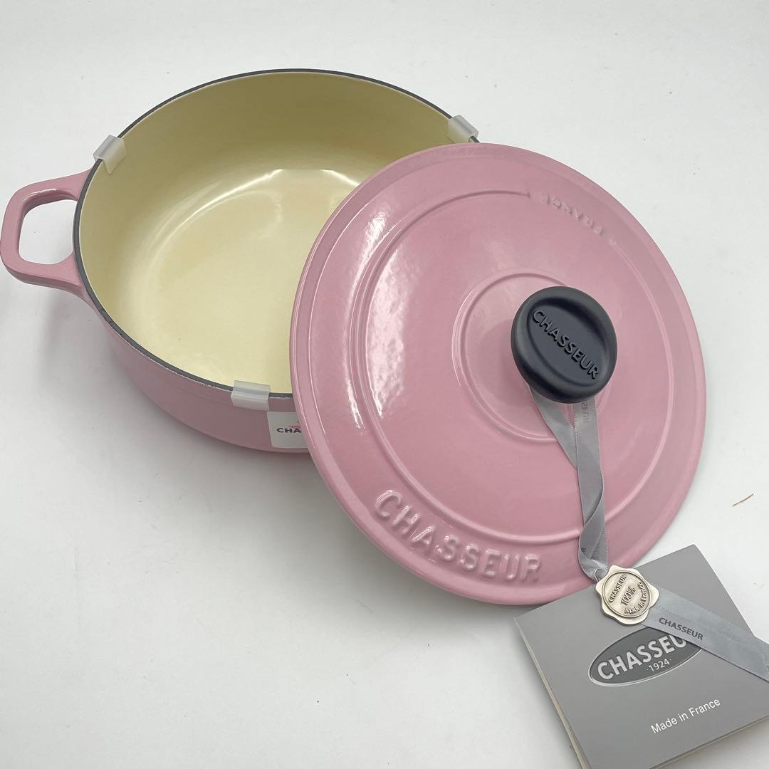 未使用　CHASSEUR ローキャセロール 両手鍋 ローズピンク　20cm