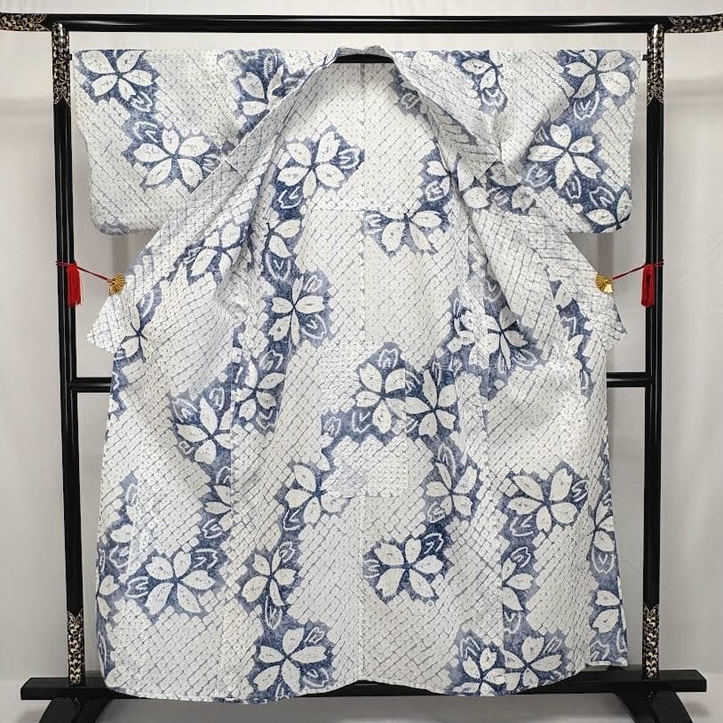 ゆりのはな　絞り浴衣　有松鳴海絞り　総絞り　浴衣　綿　絞り　浴衣　I101