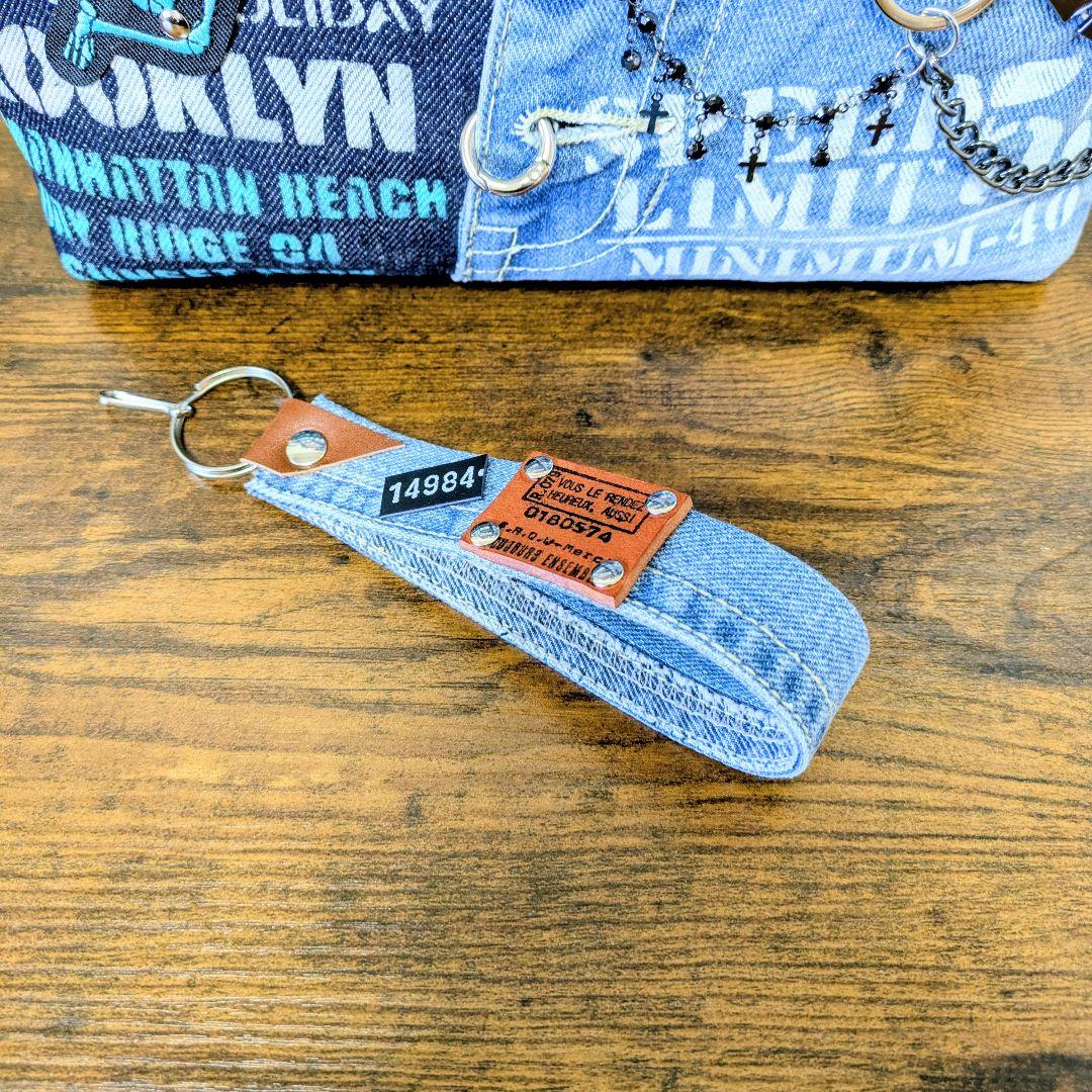 一点物｜デニムリメイク 2wayトート｜ポケットたくさん・ストラップ・底鋲付き