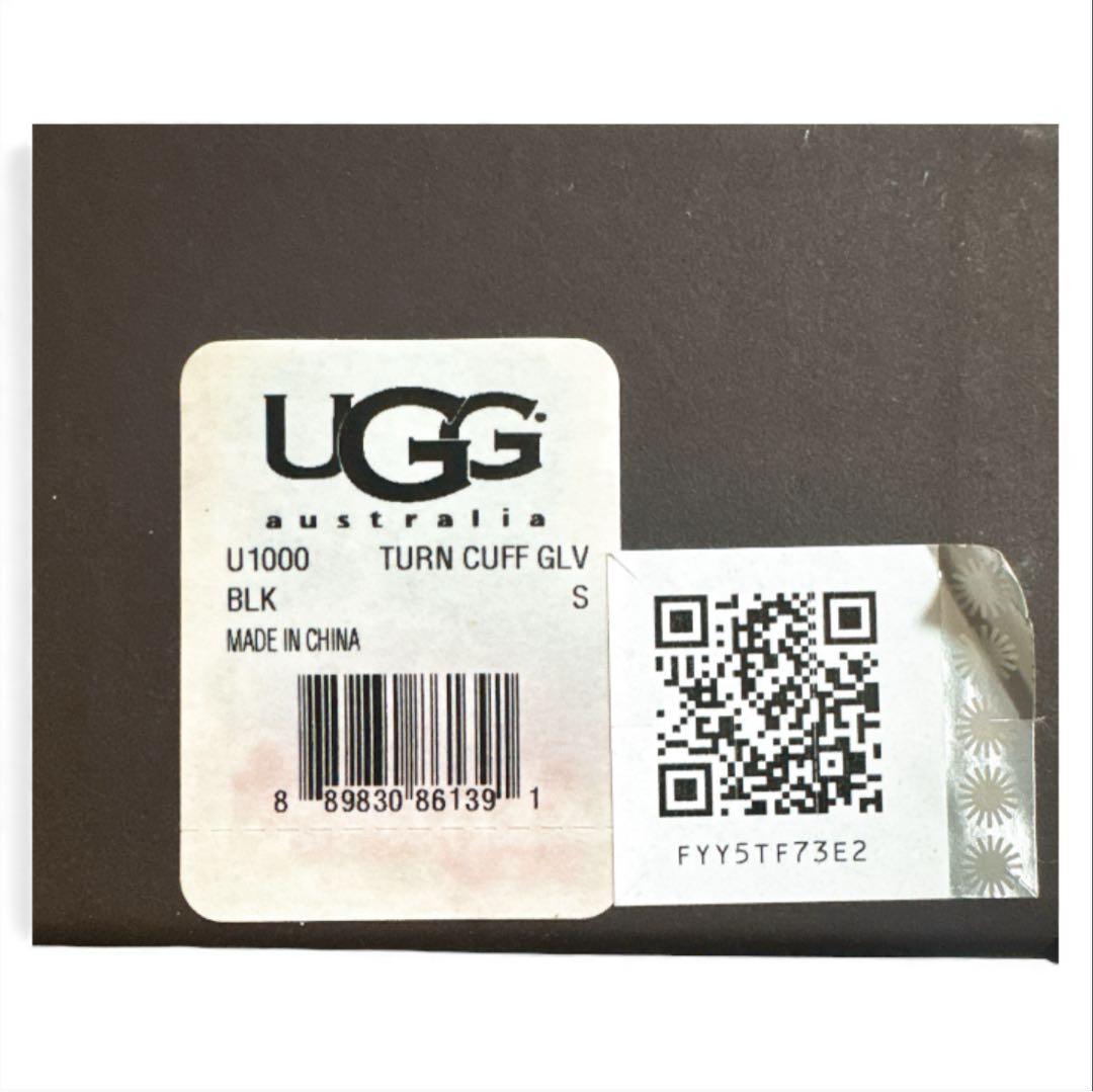 【UGG アグ】カフグローブ シープスキン ムートン手袋 S ロゴ レザー ボア