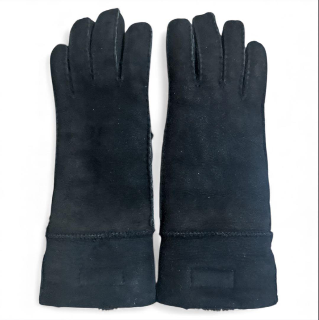 【UGG アグ】カフグローブ シープスキン ムートン手袋 S ロゴ レザー ボア