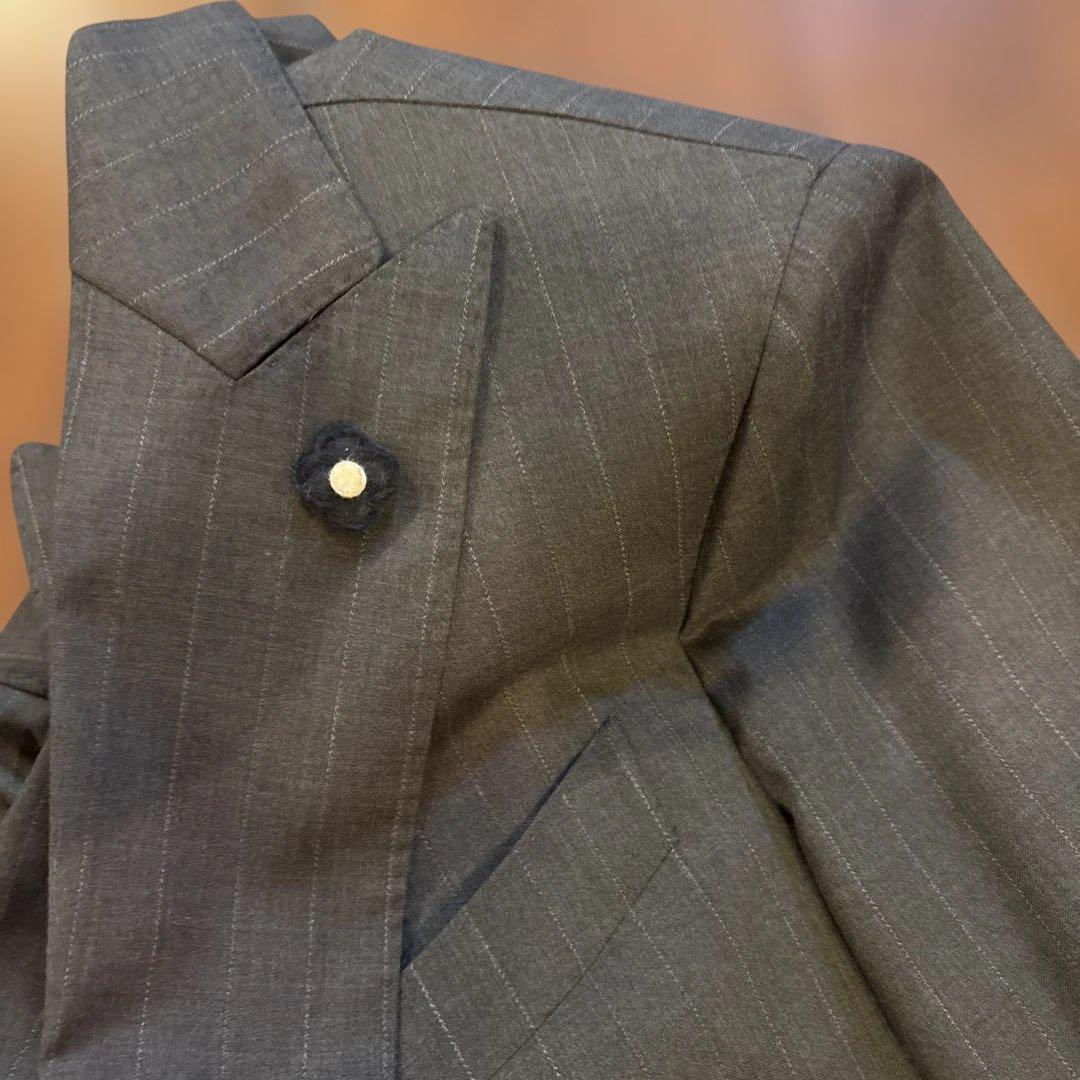 LARDINI ダブルブレストスーツ グレー ピンストライプ