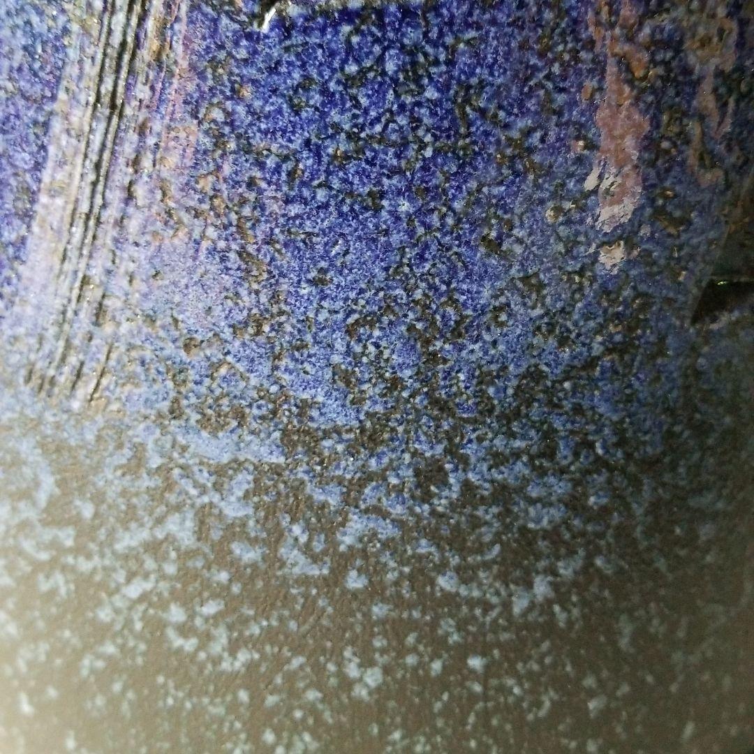 信楽焼　傘立て 青釉斜彫 高さ４７cm