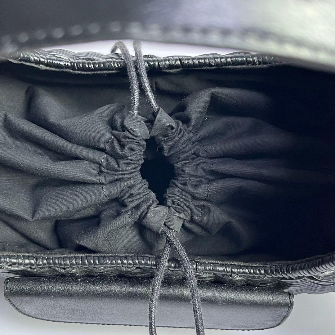 なたけ♪美品✨ポールカ ラタン かごバッグ ハンドバッグ 黒