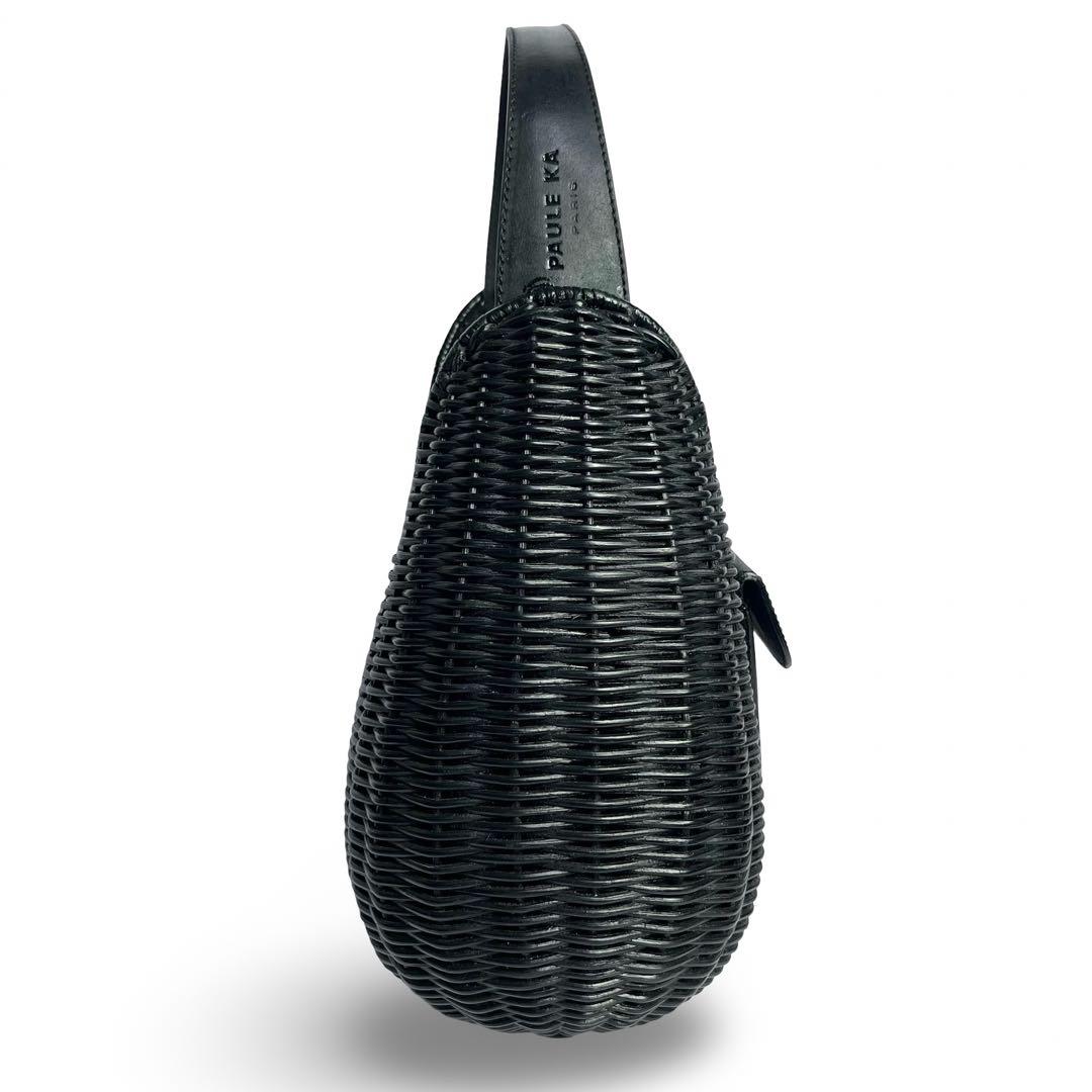 なたけ♪美品✨ポールカ ラタン かごバッグ ハンドバッグ 黒