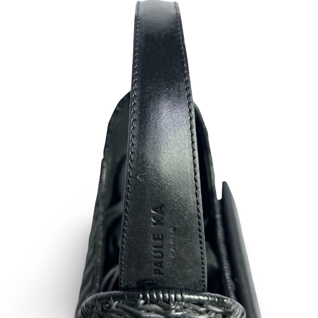 なたけ♪美品✨ポールカ ラタン かごバッグ ハンドバッグ 黒